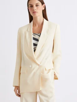 Blazer doppiopetto in tela - PANNA