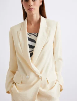 Blazer doppiopetto in tela - PANNA