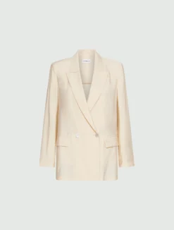Blazer doppiopetto in tela - PANNA