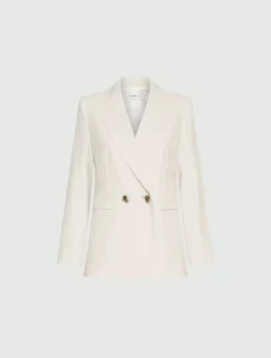 Blazer doppiopetto in tela stretch - BIANCO