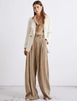 Blazer doppiopetto in tela stretch - BIANCO