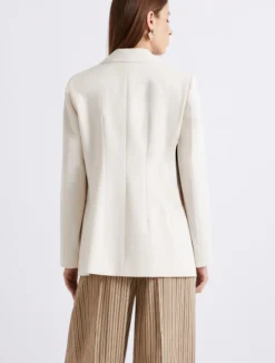 Blazer doppiopetto in tela stretch - BIANCO