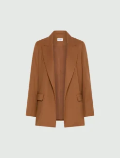 Blazer dritto in gabardina - TABACCO
