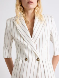 Blazer dritto in lino - BIANCO