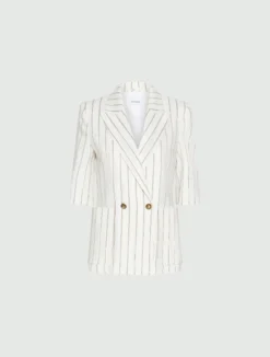 Blazer dritto in lino - BIANCO