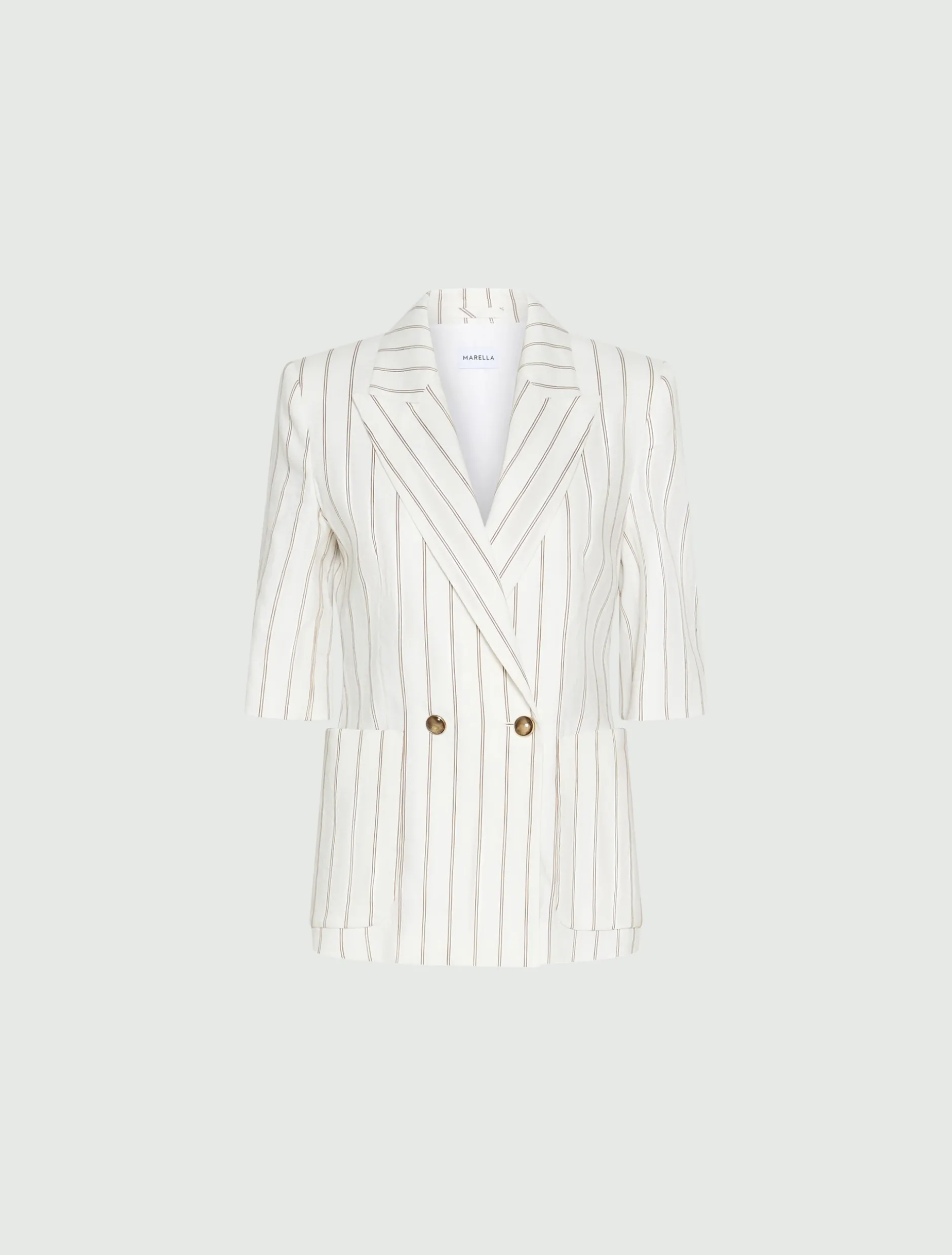 Blazer dritto in lino - BIANCO