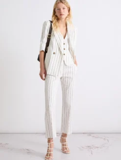 Blazer dritto in lino - BIANCO