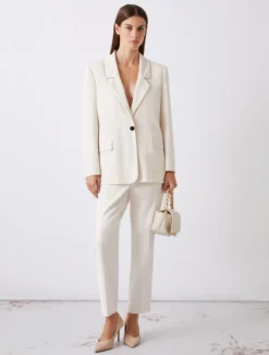 Blazer dritto in tela stretch - BIANCO