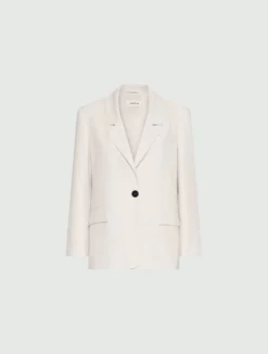 Blazer dritto in tela stretch - BIANCO