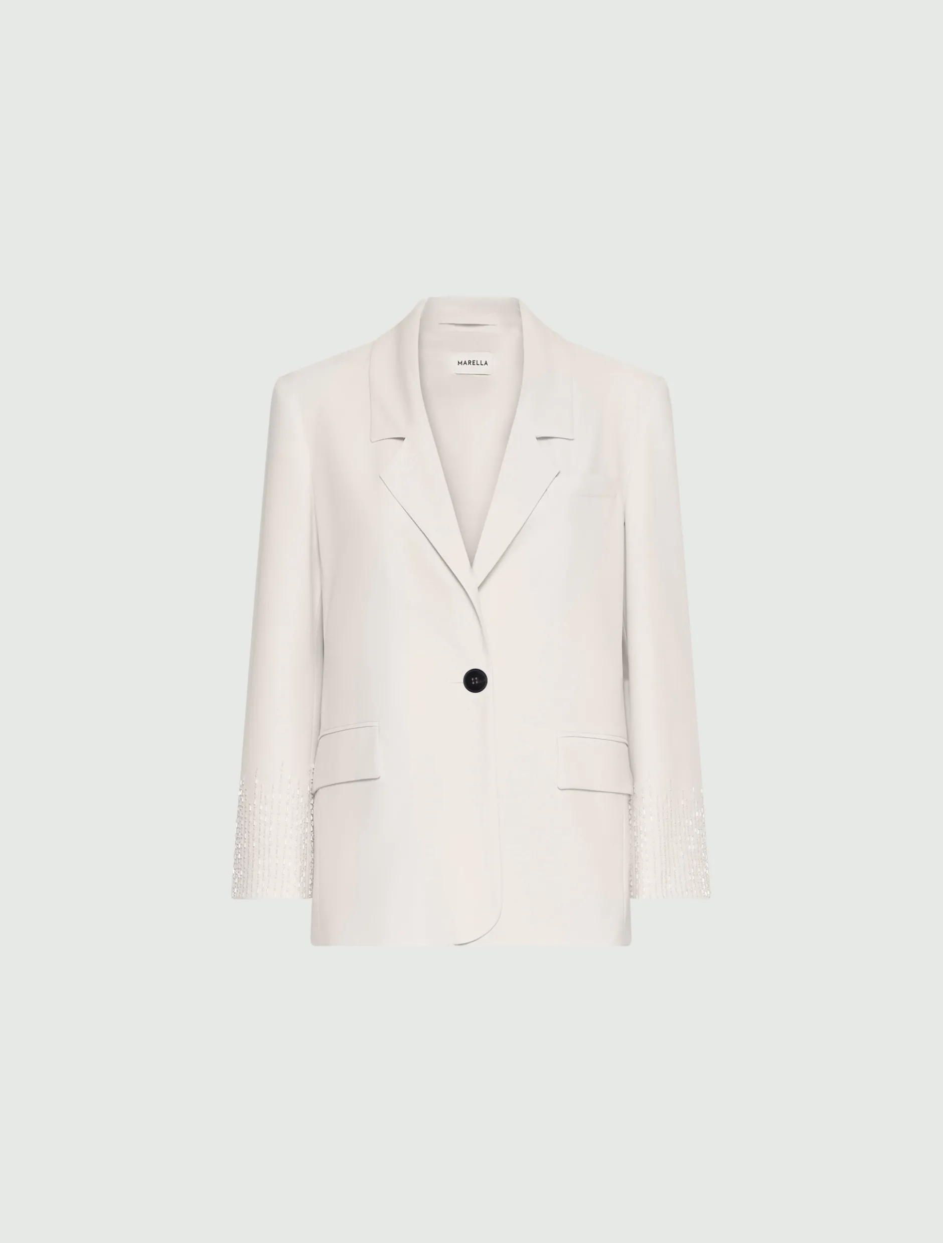 Blazer dritto in tela stretch - BIANCO