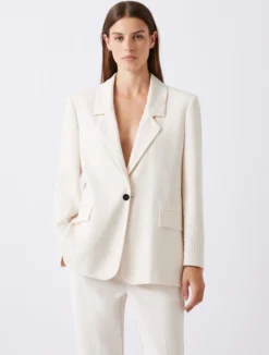 Blazer dritto in tela stretch - BIANCO