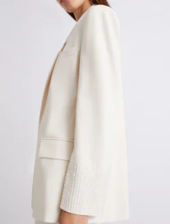 Blazer dritto in tela stretch - BIANCO