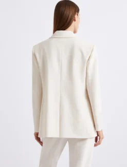Blazer dritto in tela stretch - BIANCO