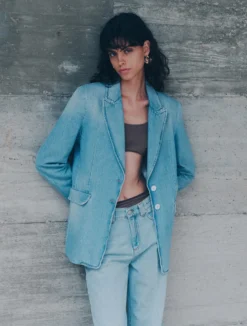 Blazer in denim chiaro - BLUE JEANS