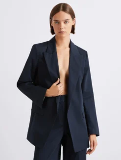 Blazer in gabardina di puro cotone - BLU