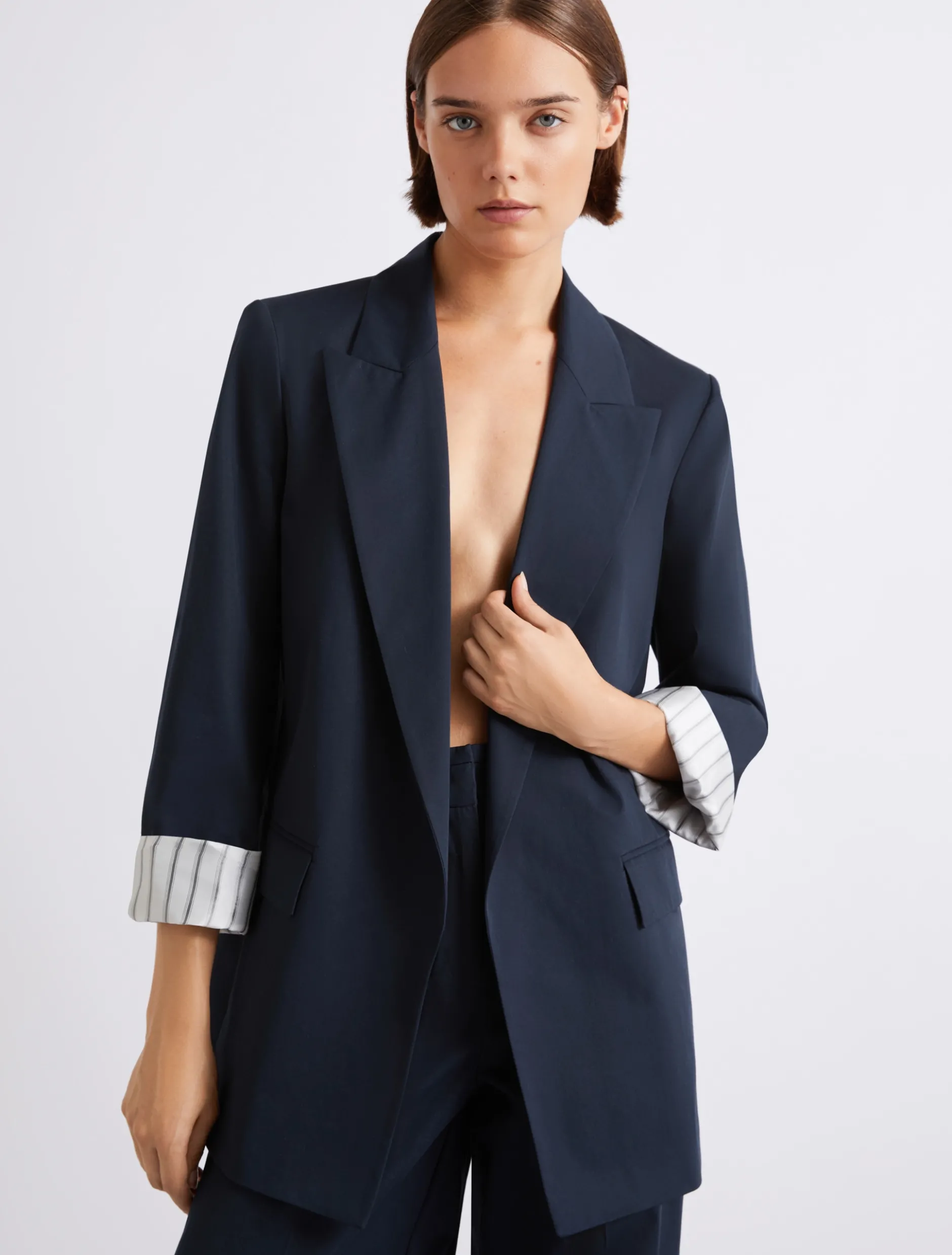 Blazer in gabardina di puro cotone - BLU