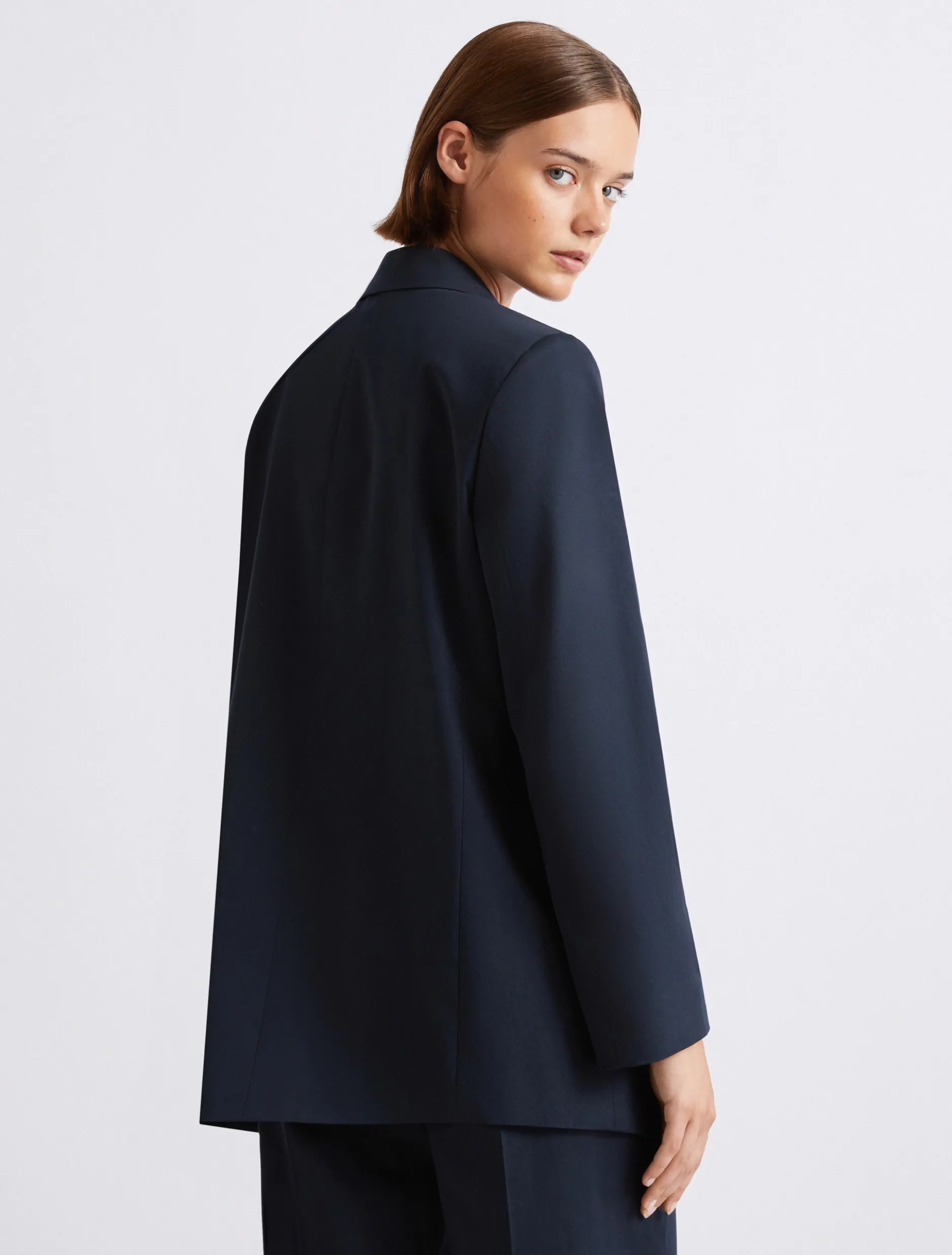 Blazer in gabardina di puro cotone - BLU