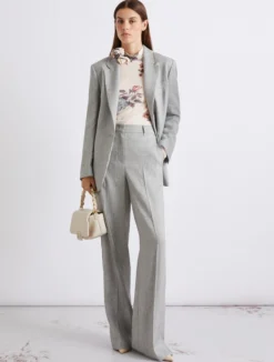 Blazer in grisaglia di misto lino stretch - GRIGIO