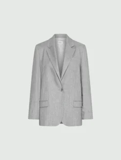 Blazer in grisaglia di misto lino stretch - GRIGIO