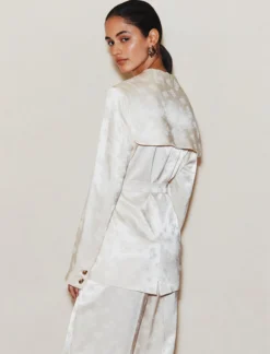 Blazer in jacquard di viscosa - BIANCO LANA