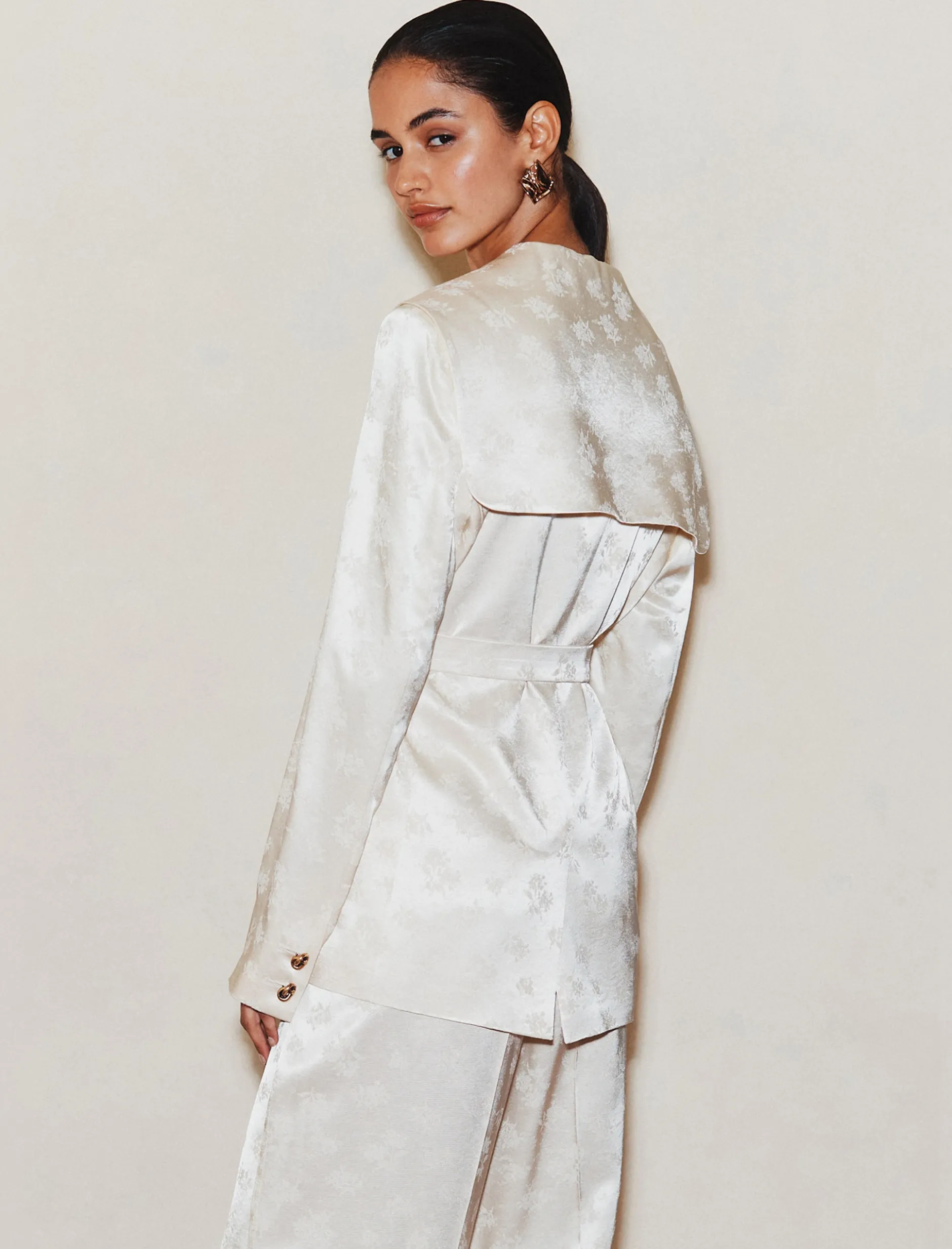 Blazer in jacquard di viscosa - BIANCO LANA
