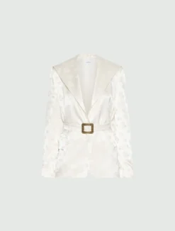 Blazer in jacquard di viscosa - BIANCO LANA