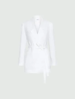 Blazer in lino delavé - BIANCO OTTICO