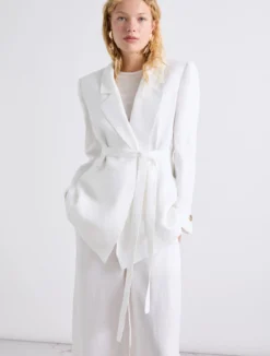 Blazer in lino delavé - BIANCO OTTICO
