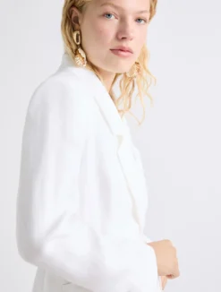 Blazer in lino delavé - BIANCO OTTICO