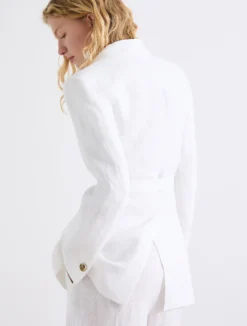 Blazer in lino delavé - BIANCO OTTICO
