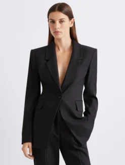 Blazer in misto viscosa stretch con oblò - NERO