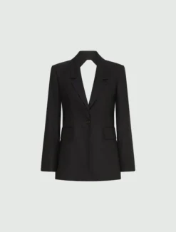 Blazer in misto viscosa stretch con oblò - NERO