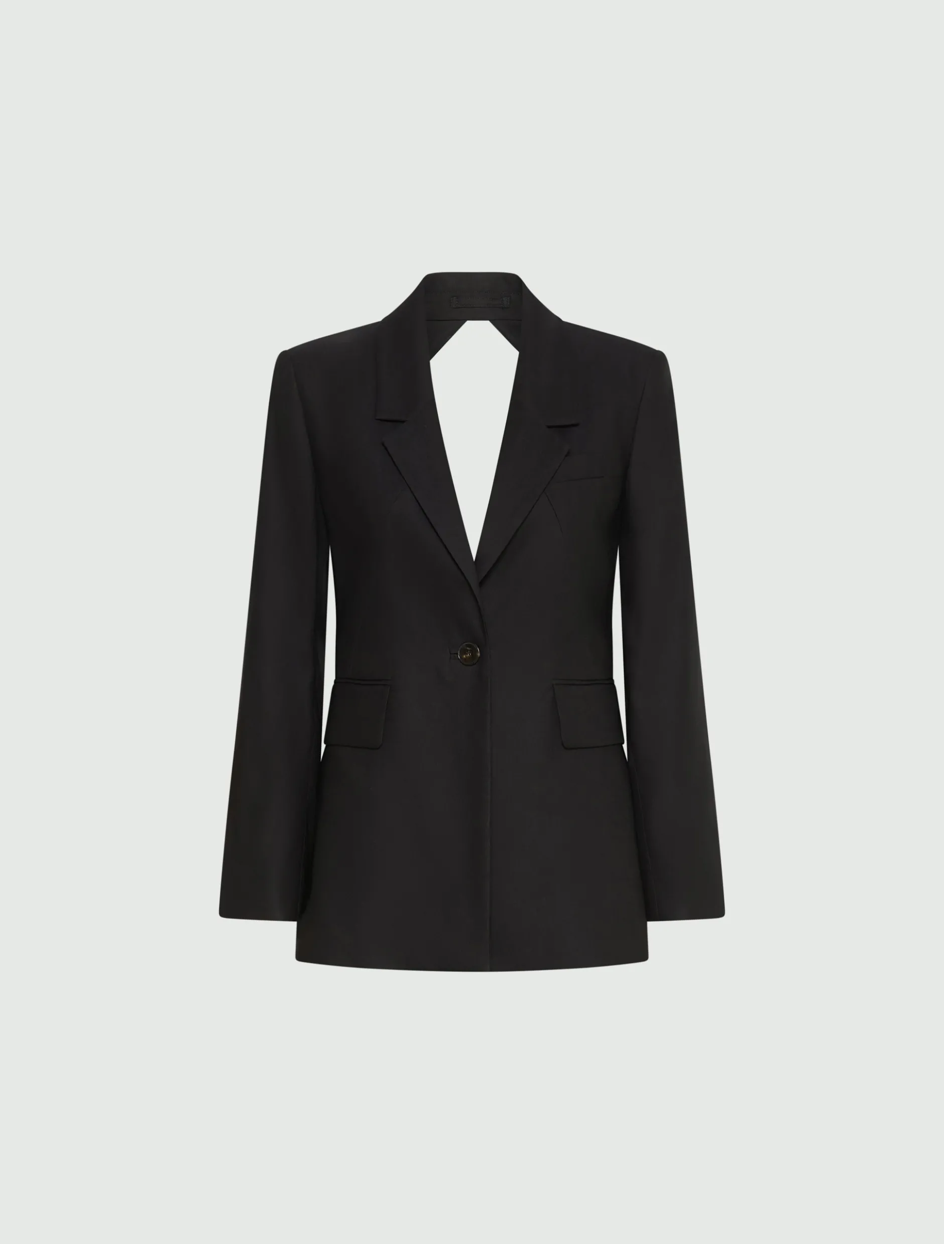 Blazer in misto viscosa stretch con oblò - NERO