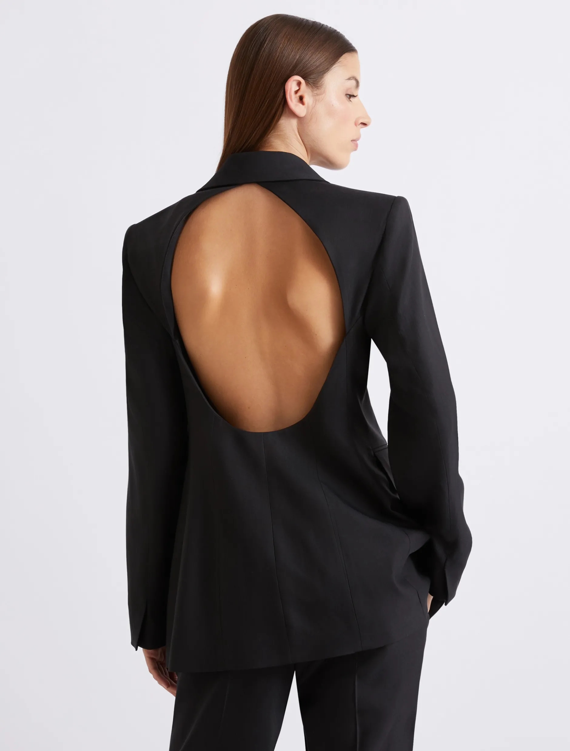 Blazer in misto viscosa stretch con oblò - NERO