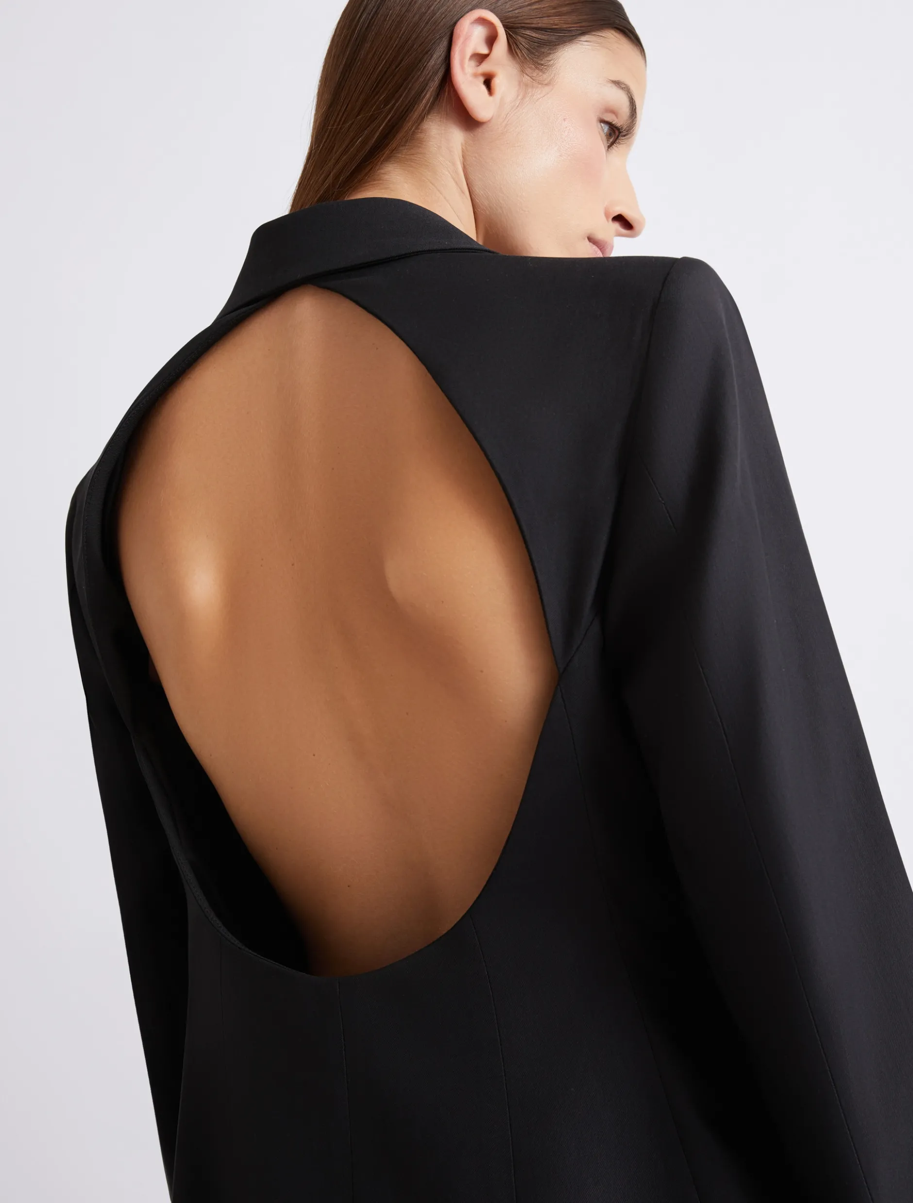 Blazer in misto viscosa stretch con oblò - NERO