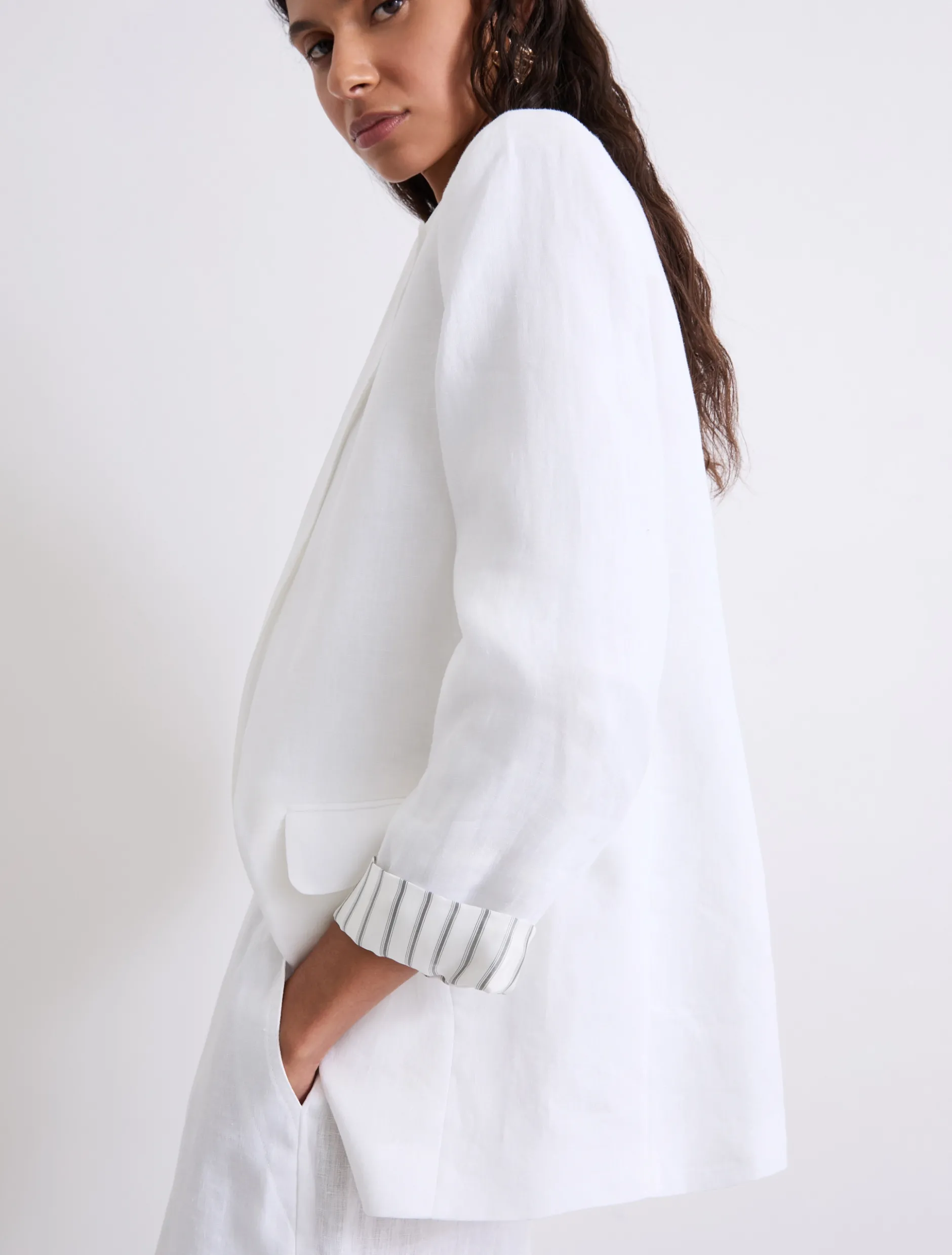 Blazer in puro lino - BIANCO OTTICO