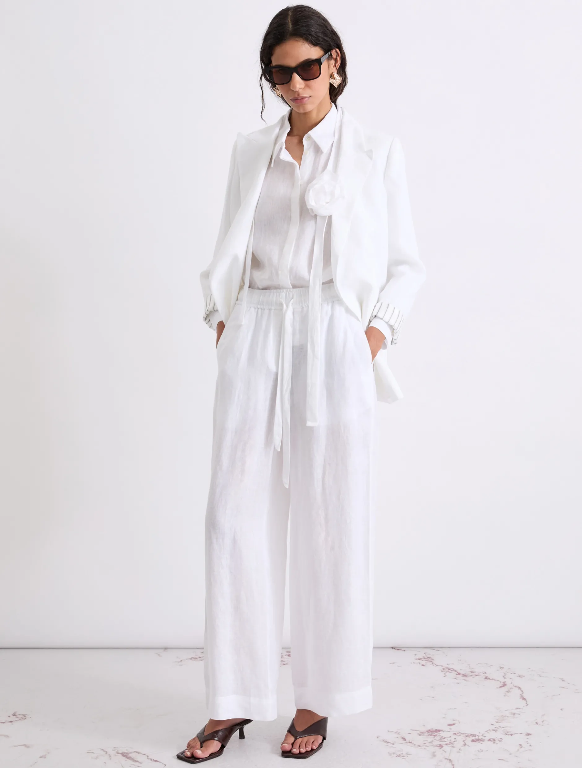 Blazer in puro lino - BIANCO OTTICO