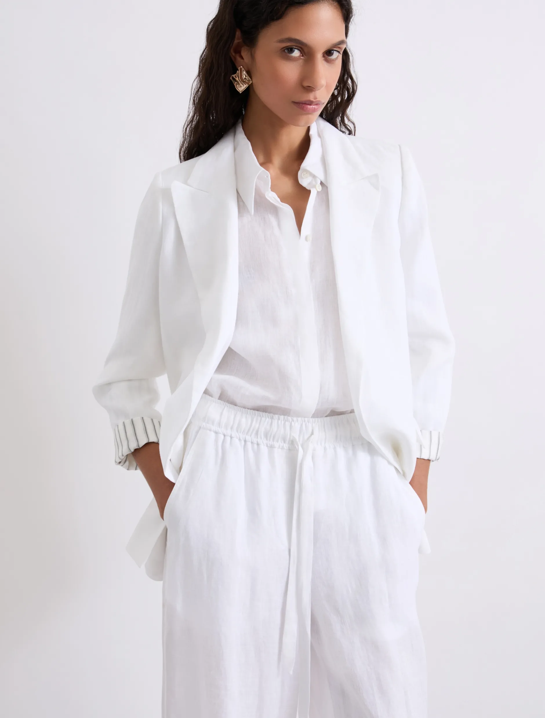 Blazer in puro lino - BIANCO OTTICO