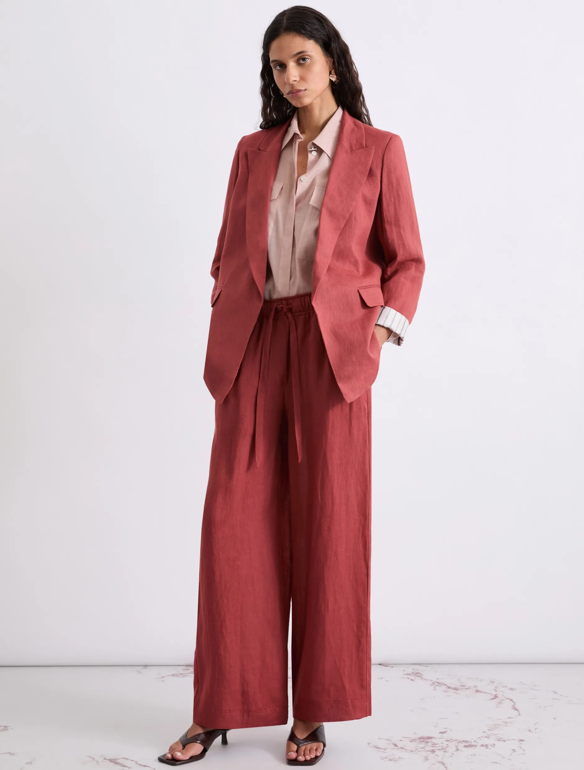 Blazer in puro lino - MATTONE ROSSO
