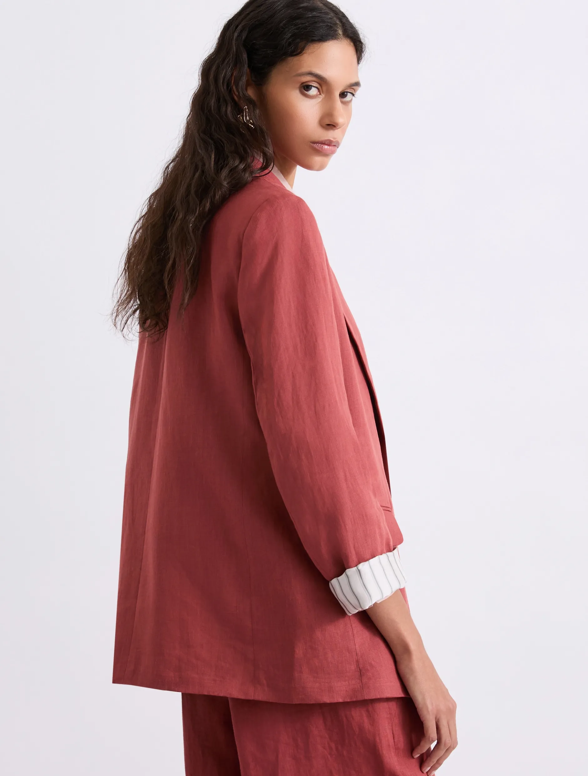 Blazer in puro lino - MATTONE ROSSO