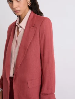 Blazer in puro lino - MATTONE ROSSO