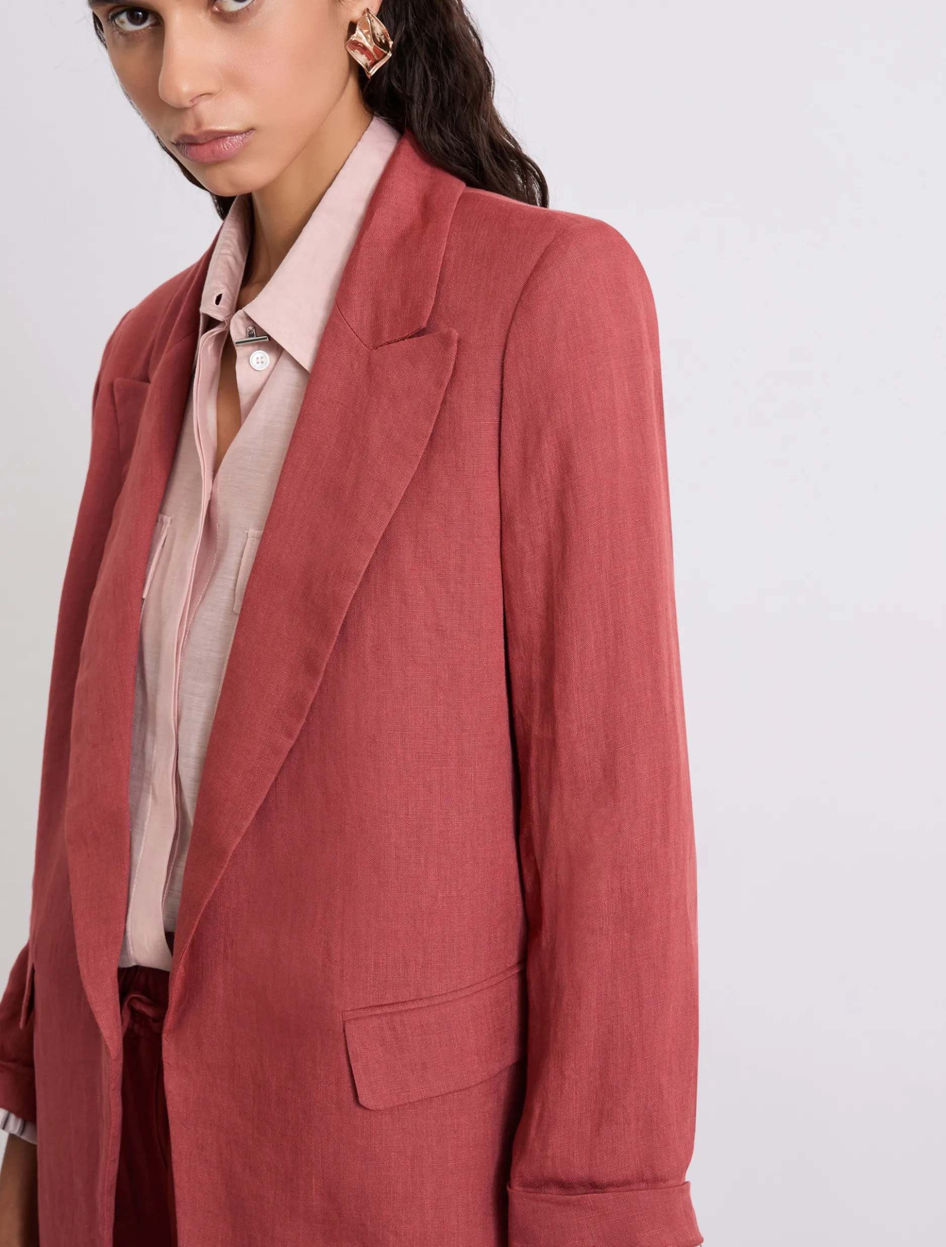 Blazer in puro lino - MATTONE ROSSO