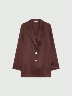 Blazer in ramie - MARRONE