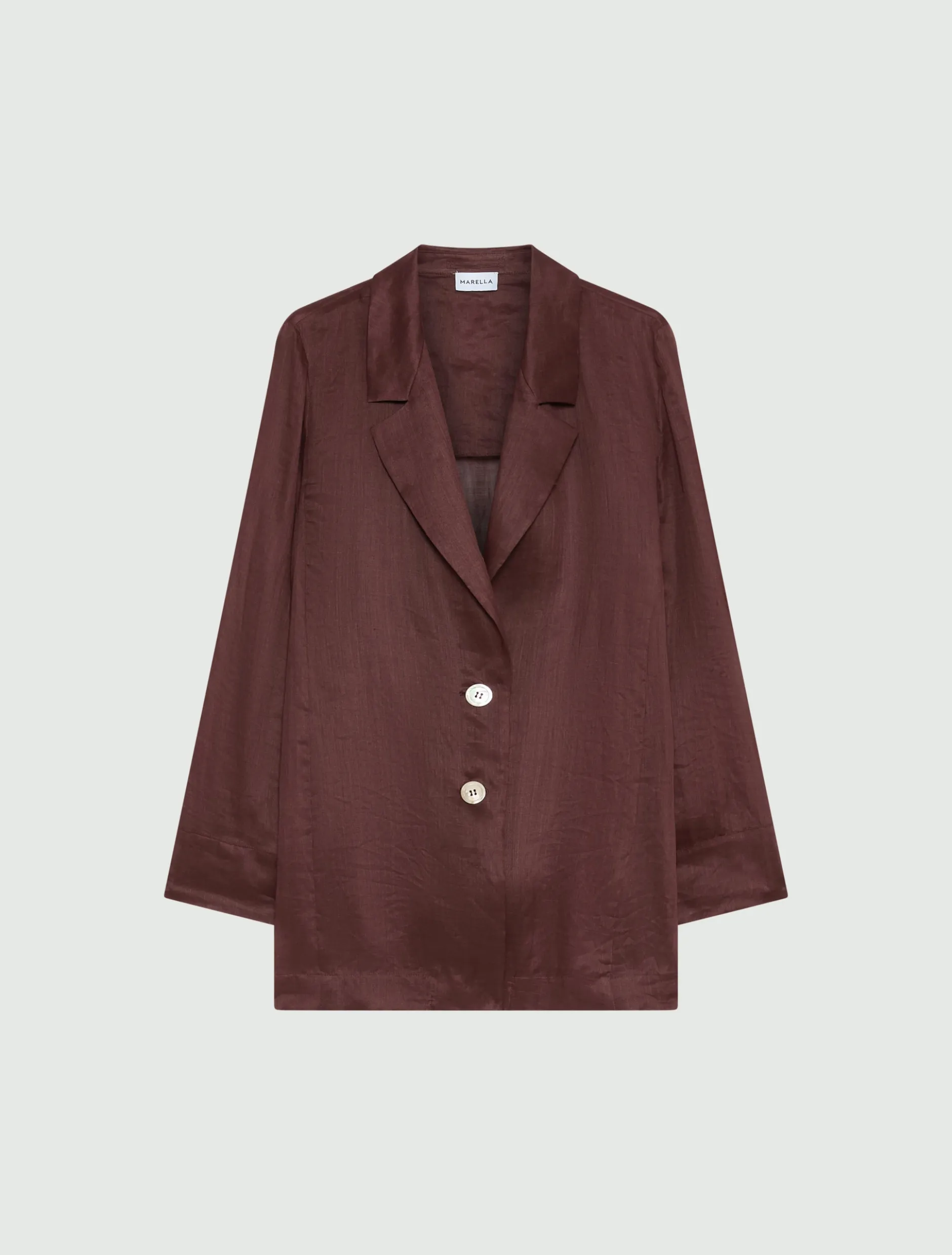 Blazer in ramie - MARRONE