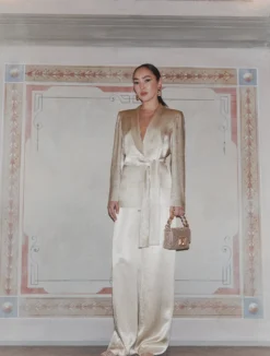 Blazer in raso leggero - NATURALE