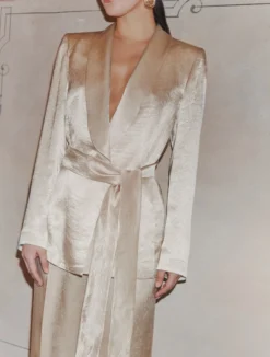 Blazer in raso leggero - NATURALE