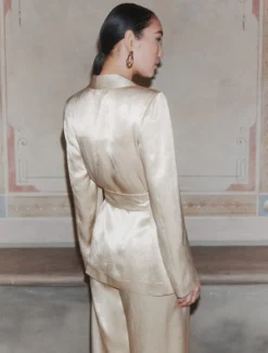 Blazer in raso leggero - NATURALE