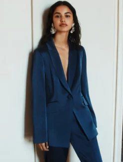 Blazer in satin - BLU