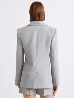 Blazer in tela stretch con cristalli - GRIGIO CHIARO MELANGE