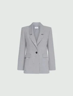 Blazer in tela stretch con cristalli - GRIGIO CHIARO MELANGE